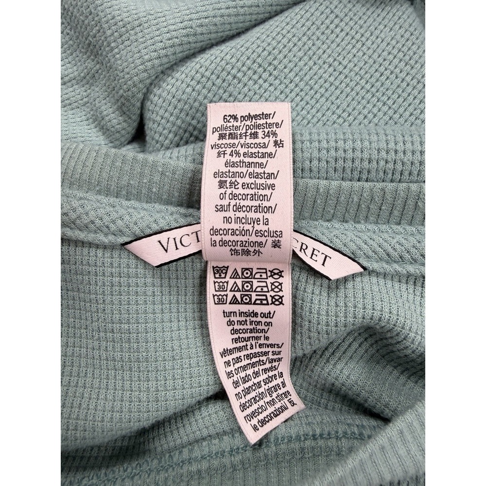 Blue Victoria's Secret Waffle Knit Thermal Short Sleeve Shirt  Size Medium Comfy - Picture 7 of 7